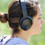 a woman wearing headphones
