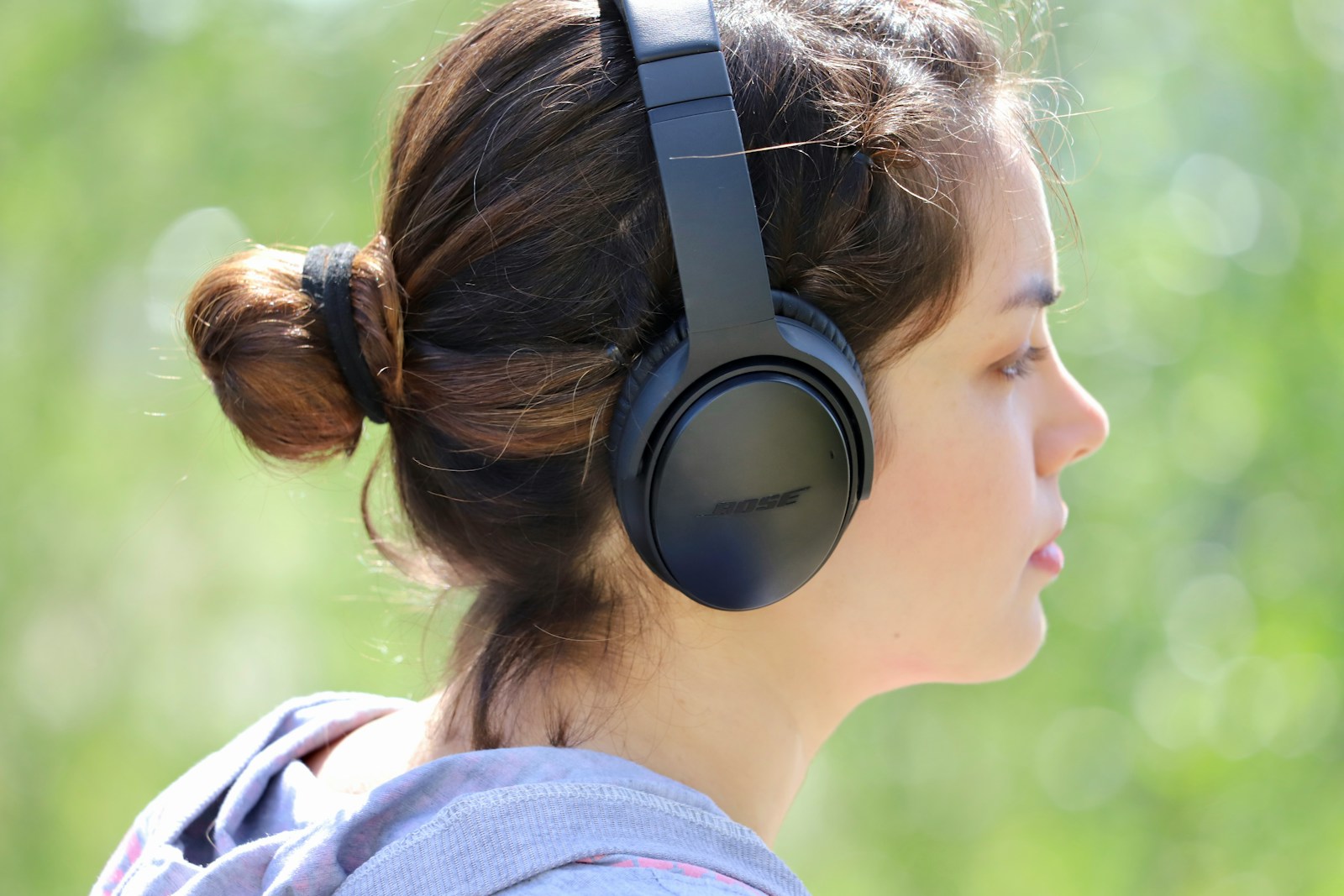 a woman wearing headphones